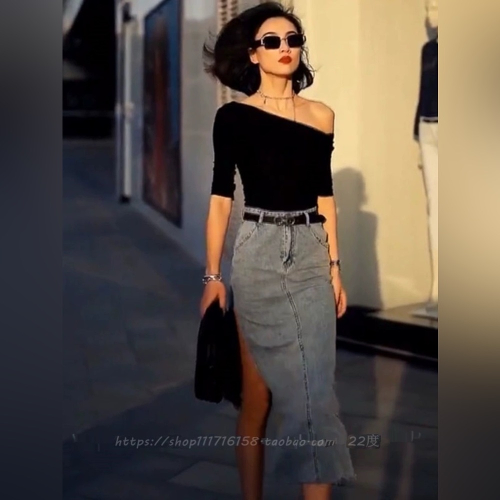Black Cut Out Off Shoulder Black Top Size M